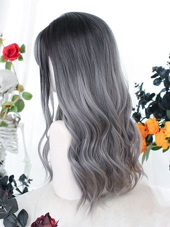 ロリータウィッグ ロリータアクセサリー 原宿ファッション ロング耐熱ファイバー ディープグレー