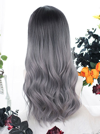 ロリータウィッグ ロリータアクセサリー 原宿ファッション ロング耐熱ファイバー ディープグレー