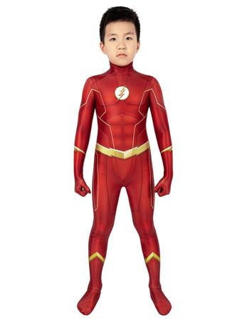 Costume da supereroe per bambini Lycra rossa Spandex Body con tuta intera  Flash Barry Allen 