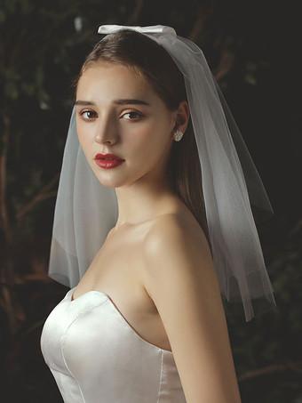 Cathedral Wedding Veil White Tulle Cut Edge 3 Tier Long Bridal Veils -  Milanoo.com