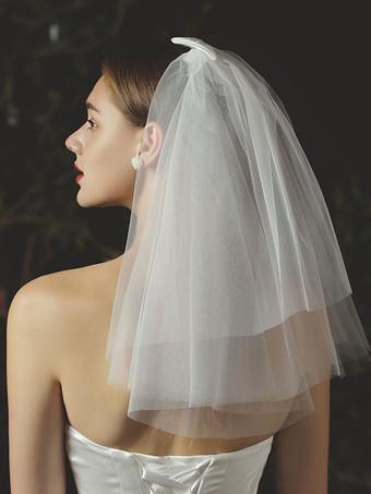 Cathedral Wedding Veil White Tulle Cut Edge 3 Tier Long Bridal Veils -  Milanoo.com