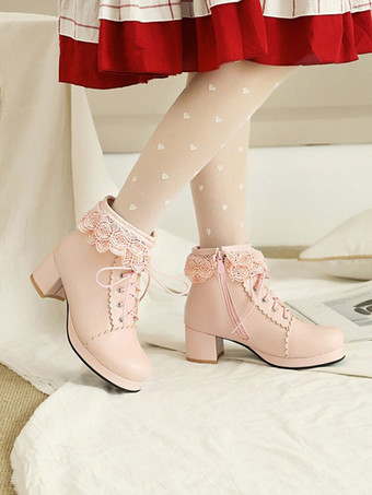 MFairy Damen Mary Jane Schuhe - Vintage Lolita Style Mit Niedrigem Absatz & Süßer Schleife