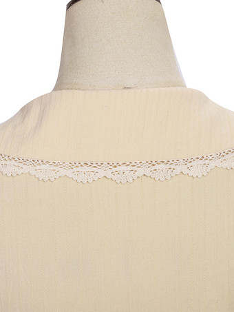 スウィートロリータブラウズボウロングスリーブライトアプリコットロリータシャツスウィートトップ