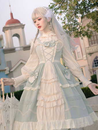 Süße Lolita Blusen Rüschen Schnüren Langarm Bluse Aprikose Lolita Shirt Portrait Hals Lolita Top