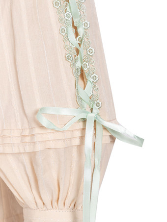 Süße Lolita Blusen Rüschen Schnüren Langarm Bluse Aprikose Lolita Shirt Portrait Hals Lolita Top