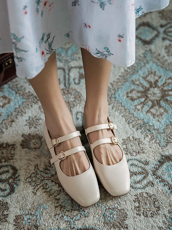 女性ミッドローヒールスクエアトゥパピーヒールブラックスタイリッシュパンプスヒールシューズ