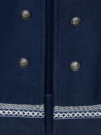 ゴシックロリータミリタリースタイルロリータコートディープネイビークルーネック長袖ポリエステルロリータケープコート