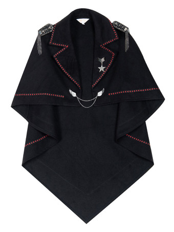 ロリータマント ポンチョ ポリエステルハーフスリーブリベットチェーン春 ロリータアウトウェア ポンチョケープ ブラック