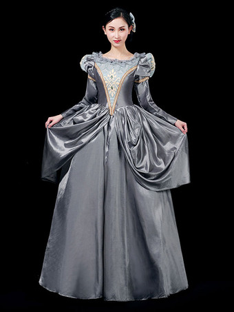 レトロコスチューム刺繍入りポリエステルヘッドウェアエプロンドレスマリーアントワネットコスチュームセットレトロ古着