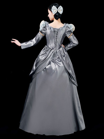 レトロコスチューム刺繍入りポリエステルヘッドウェアエプロンドレスマリーアントワネットコスチュームセットレトロ古着