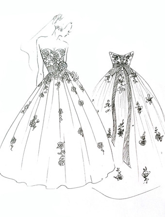 ウェディングドレス 2025 ストラップレスブラックブライダルドレス　レースアップリケ フラワーサッシュ ビーズコートトレーン アイボリーチュールブライダルドレス Milanoo限定