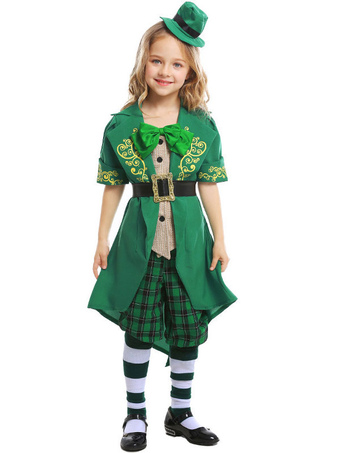 Carnival Costumes For Kids Girls Green Maid Genie Uniform Cosplay Clothes With Bow Tie Hat Cravat is $41.99 (20% off)
