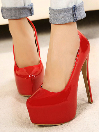 レッド パンプス ピンヒール 厚底 プラットフォーム 14cm PU アーモンドトゥ シューズ ホワイト 3.5cm 無地 パーティー キャバ イベント フォーマル アウトドア レディース靴