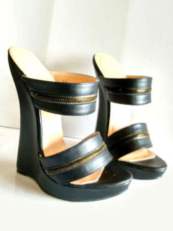 ブラック レッドセクシーなサンダルレディース　2026　プラットフォーム　オープントゥ　ウェッジサンダルシューズ