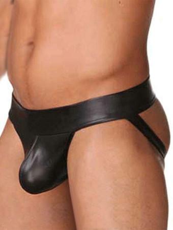 Sexy Mens Ass Out Jock Underpants Leather Micro Pouch Thong Jockstrap  Underwear