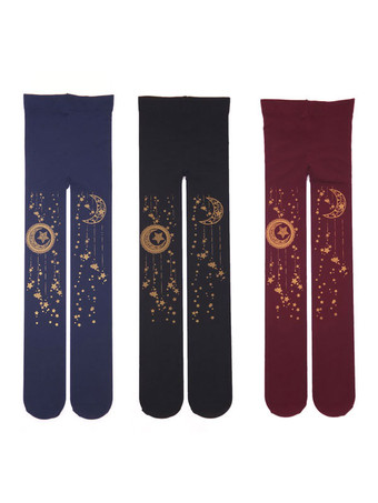 ロリィタ靴下　プリント柄　プリント付き　スウィート　ベルベット　お茶会　パンティストッキング　パンスト