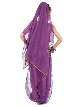 ベリーダンス衣装　コスチューム　子供用　ブルー　シフォン アラビアン 衣装　ノースリーブ　インディアン　ボリウッドダンスコスチューム　2025