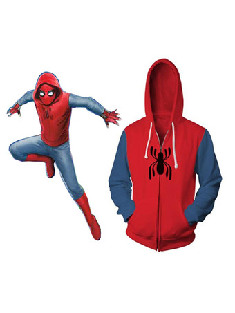 Spider Man - Costume de cosplay Sweat à capuche Rouge dans le film Spiderman Homecoming Marvel Comics Halloween