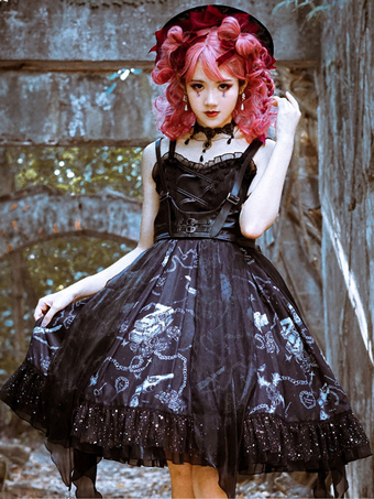 Gothic Lolita JSK Dress Black The Vampire Diaries Lolita Jumper Skirts