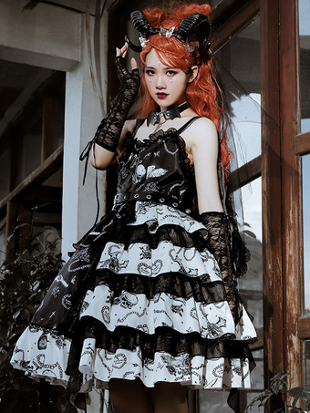 Gothic Lolita JSK Dress The Vampire Diaries Lolita Jumper Skirts With Choker