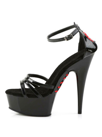 Pole Dance Shoes Black Sexy Sandals Platform Open Toe Ankle Strap Sandal Shoes Women High Heel Sandals Stripper Shoes
