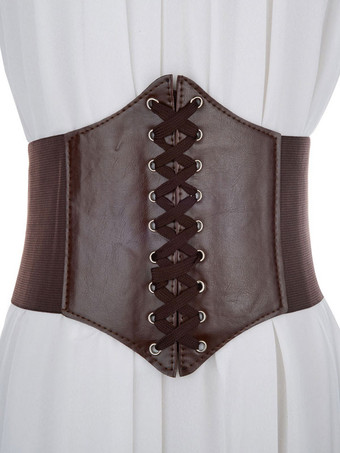 クラシックロリータコルセットPUレースアップグロメットロリータコサージュ