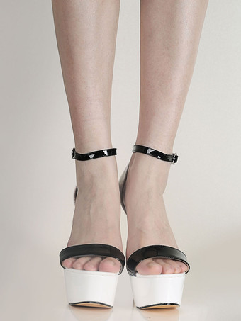 ホワイトセクシーなシューズ女性　2025　オープントゥ　プラットフォーム　スカイハイ　アンクルストラップサンダルシューズ　ハイヒールサンダル