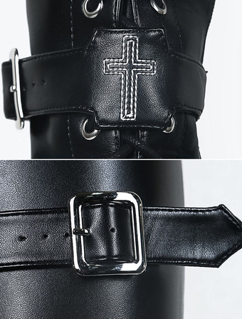 【安心保証】ロリィタブーツ　ゴシック　ブラック　ハイプラットフォーム　丸いつま先　スカイハイヒール