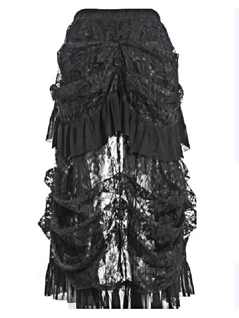 ハロウィン ブラックゴシックコスチューム　2025　フリル　レース　ハイローレディースコットンレトロドレス