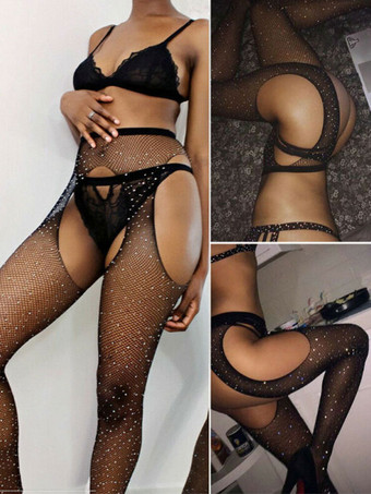 女性のホーザリーランジェリー赤いナイロンセクシーなラインストーン