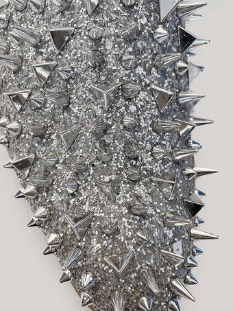 メンズ シルバースパイクリベットローファー（プロムパーティー、ウェディングシューズ付き）