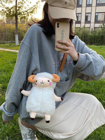 甘いロリータバッグホワイトフェイクスエードショートぬいぐるみ羊ロリータアクセサリー