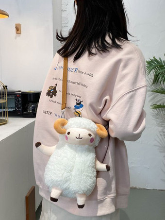 甘いロリータバッグホワイトフェイクスエードショートぬいぐるみ羊ロリータアクセサリー