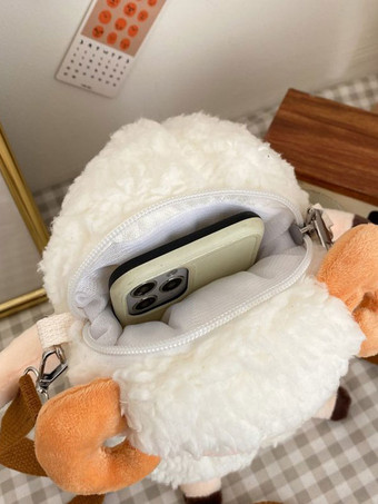 甘いロリータバッグホワイトフェイクスエードショートぬいぐるみ羊ロリータアクセサリー