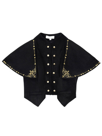 Akademischer Lolita-Poncho-Umhang  schwarze Polyester-Ösen  Schnür-Herbst-Lolita-Outwear