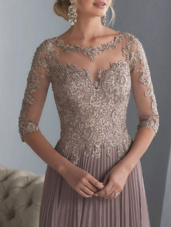 マザーイブニングドレスAラインパーティードレス半袖レースウェディングゲストドレスシフォンパーティードレスロングページェントドレス