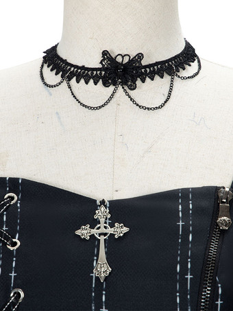 ゴシックロリータOPドレス　2ピースセット　ノースリーブ　ポリエステル　ダークロリータジャンパースカート