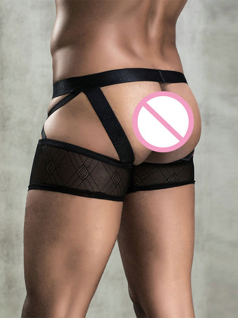 メンズセクシーコスチュームブラック下着ポリエステルセクシーナイトクラブウェア