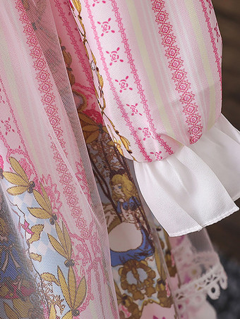 フラワーガールドレスピンクジュエルネック長袖刺繡キッズパーティードレス