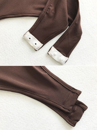 レディースボディスーツブラックロングスリーブジュエルネックセクシーなポリエステルトップ