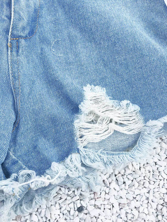 レディースデニムショーツホワイトコットンストレートエクストラショートカジュアルグロメットホットパンツ