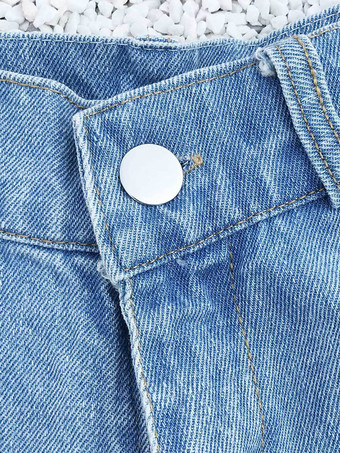 レディースデニムショーツホワイトコットンストレートエクストラショートカジュアルグロメットホットパンツ