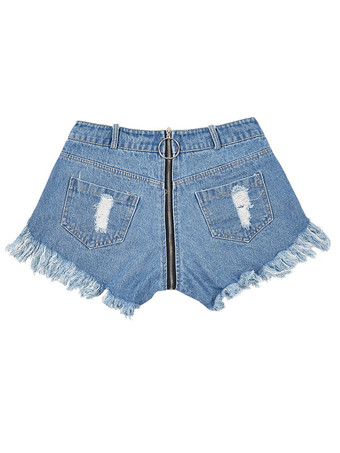 レディースデニムショーツブルーレースコットンストレートエクストラショートカウボーイカジュアルホットパンツ