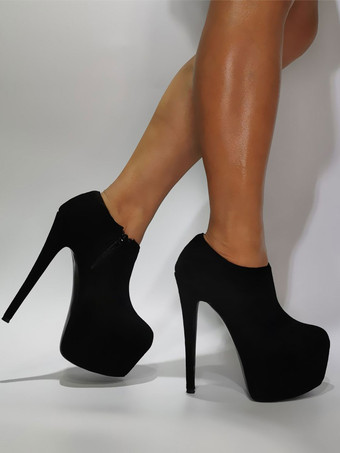 メンズセクシーハイヒールブーツマイクロスエードラウンドトゥデイリーカジュアルブラックサイハイブーツプラスサイズシューズ