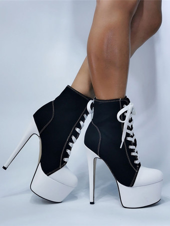 ショートブーツ ラウンドトゥ スティレットヒール ハイヒールシューズ レディース セクシー