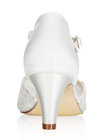 Lace Wedding Shoes Ivory Pointed Toe Kitten Heel Vintage Bridal Shoes