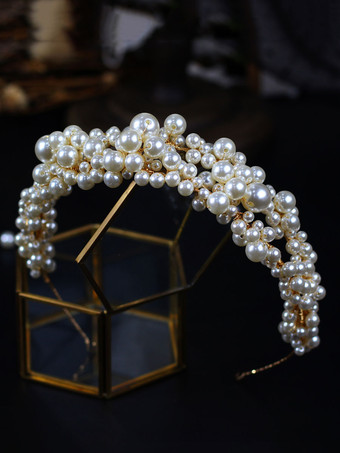 Cabeza de dorado de la banda de la boda de la boda de la perla de la boda Accesorios para el cabello