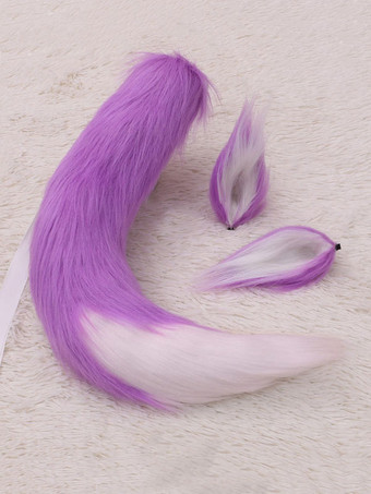 ライラック甘いロリータアクセサリーホワイトフォックスイヤーテール2ピースセットロリータアクセサリー衣装