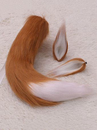 ラクダ色 甘いロリータアクセサリーホワイトフォックスイヤーテール2ピースセットロリータアクセサリー衣装