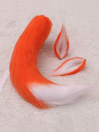 オレンジ 甘いロリータアクセサリーホワイトフォックスイヤーテール2ピースセットロリータアクセサリー衣装